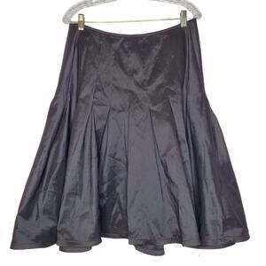 Tadashi Shoji black pleated midi skirt with horsehair braid hem, size 12